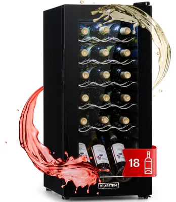 Image de Klarstein Cave a Vin sur Pieds, Caves à Vin de 50L avec une Porte en Verre, Cave a Vins à Zone Unique, Bar Intérieur/Extérieur, Frigo vin, Cave a Vin de Vieillissement, Petite Cave à Vin 18 Bouteilles