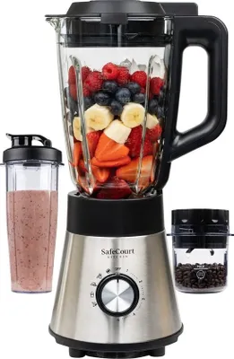 Image de Safecourt Kitchen Safecourt Kitchen HB100 - Mixeur puissant pour smoothies - 1 000 W - 1,5 l