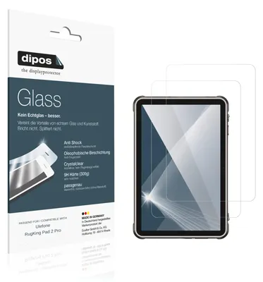 Produktbild von 2x Schutzfolie für Ulefone RugKing Pad 2 Pro - Anti-Shock 9H Folie dipos Glass Kunststoffglas