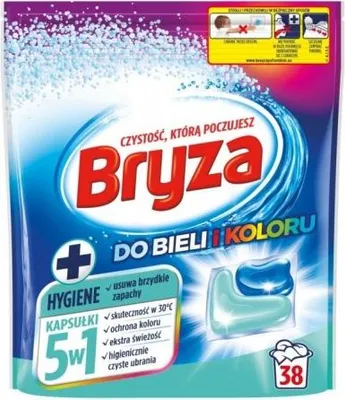 Obrázok produktu pre BRYZA_Hygiene Kapsule na pranie bielej a farebnej bielizne 5v1 38 ks,