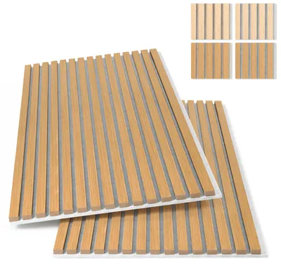 Produktbild von ISOISL 2er Set Akustikpaneele 120×60 cm, Eiche 2240S, silbergrauer Filz, MDF-Lamellen, NRC 0,8