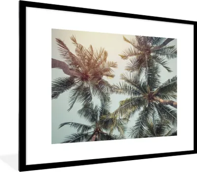 Produktbild von MuchoWow® Gerahmtes Poster Palme - Sommer - Tropisch 80x60 cm - Poster mit Schwarzem Bilderrahmen Wandposter Rahmen Foto Bilder - Schlafzimmer-Dekorationen - Fotoposter