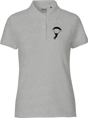 Produktbild von Huuraa Damen Polo Shirt Paragliding Gleitschirmfliegen XXL Sport Grey Bio Baumwolle Fairtrade Poloshirt Geschenkidee
