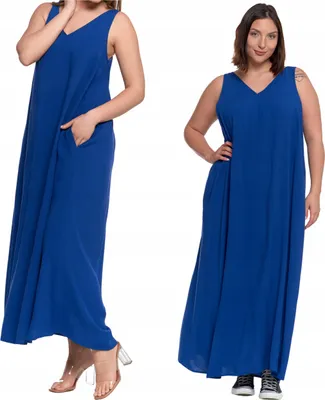 Produktbild von Maxikleid - Sommerkleid Größe S - Damenkleid blau - Viskosekleid - Ärmelloses Kleid