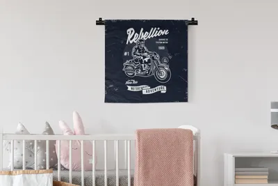 Produktbild von MuchoWow® Wandteppich Wandbehang Motorrad - Mann - Retro - Zitat 60x60 cm Tapisserie Dekoration Wandtuch - Dekorationen - Wand Decke