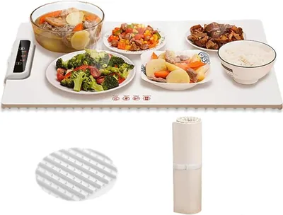 Image de Tapis chauffant - Plaque de maintien au chaud - Maintien de la température des aliments - Température réglable - 38x60 cm - Blanc
