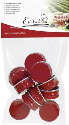 Produktbild von Einkochwelt 10er Beutel Verschlüsse 28 mm PP-Verschraubungen rot