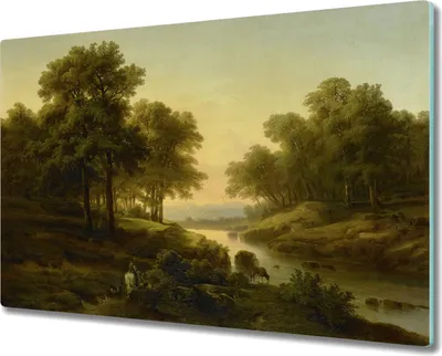 Produktbild von Glas-Herdabdeckplatte Glaskeramikkochfeld-Abdeckung Spritzschutz - 80x52 cm - Vintage Landschaft