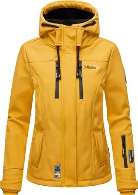Produktbild von Marikoo Leichte Damen Softshelljacke mit Kapuze Outdoor Regenjacke wasserdicht Kleinezicke Amber Yellow Gr. 44 - XXL