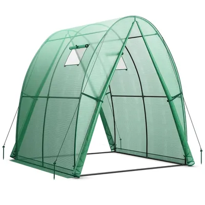 Zdjęcie produktu dla Szklarnia 181 x 181 x 200 cm, szklarnia foliowa, pokrywa PE, metalowa rama, szklarnia z 2 oknami, boczne kieszenie na drzwi rolowane, domek dla roślin (zielony)