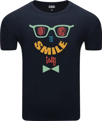 Produktbild von Diarbo Herren T-Shirt mit Lustiger Druck Lächeln Sie Heute Dunkelblau Gr.L