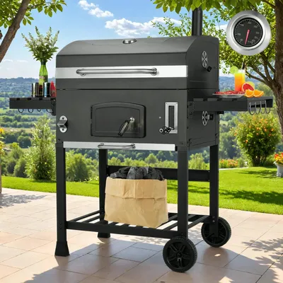 Immagine prodotto di Carrello per barbecue a carbone - Grande barbecue - Carrello per barbecue - Griglia a carbone - Barbecue da esterno