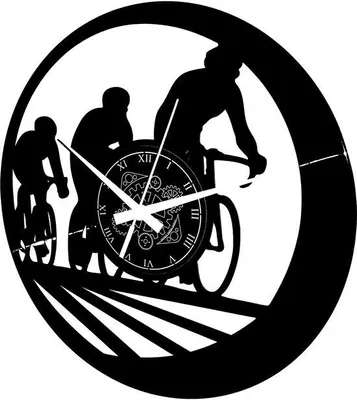 Produktbild von Vinyl Wandklok Moderne Sportfiets Motief
