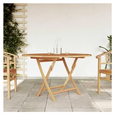 Produktbild von Klappbarer Gartentisch aus massivem Teakholz, Ø 120 x 75 cm, für Außenbereich, Balkon und Terrasse