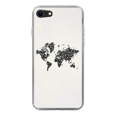 Produktbild von MuchoWow® Handyhülle Schutzhülle Hülle für iPhone 7 Weltkarte - Zahlen - Schwarz Silikon Softcase Handy Hülle - Kartenhalter