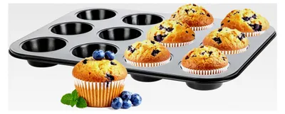Produktbild von Muffinform für 12 Muffins - Antihaftbeschichtete Backform - Standardgröße für Cupcakes und Brownies