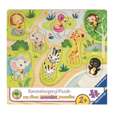 Produktbild von 8 Teile Ravensburger Kinder Puzzle my first wooden Unterwegs im Zoo 03687