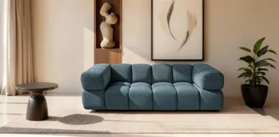 Productafbeelding van Bank Designersofa BLANCHE, 3-zits, bekleed met stof Puente, kleur turkies