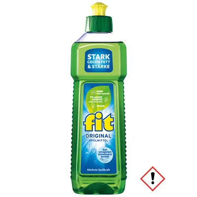 A bottle of Fit Original dish soap against a white background.