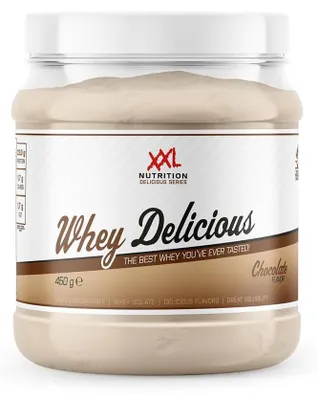 Produktbild von Whey Protein Pulver Eiweißpulver | XXL Nutrition Whey Delicious Schokolade 450 g | Shake aus Isolat & Konzentrat für Muskelaufbau & Fitness