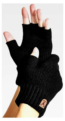 Produktbild von Fingerlose Handschuhe, warme Strickhandschuhe für Herren und Damen, Schwarz