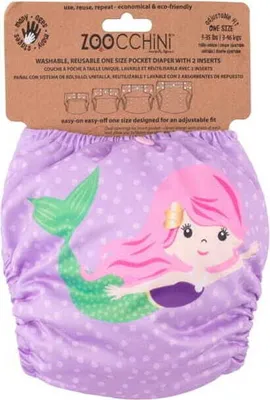 Produktbild von Zoocchini Mermaid wiederverwendbare Windel + 2 Nachfüllpackungen