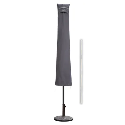 Image de Housse de protection Sekey pour parasol jusqu'à Ø350cm et parasol de marché 300 x 200cm, en tissu Oxford 600D, avec fermeture éclair et baleine, gris foncé