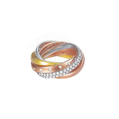 Produktbild von Esprit Damen Ring Messing Silber Rosé Gold Tricolor Magnifica Trio ESRG02838D1, Ringgröße:57 (18.1 mm Ø)
