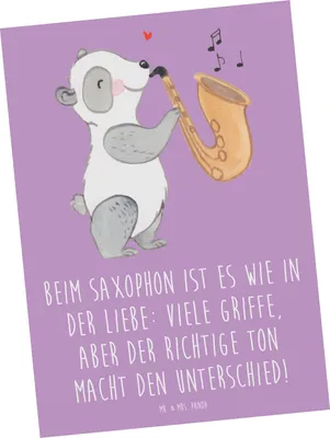 Produktbild von Mr. & Mrs. Panda Postkarte Saxophon Liebe - Lavendeltraum - Geschenk, Blues, Musik, Ansichtskarte, Musiktechnik, und Gefühle, Postkarten, Musiker, Fotokarte, Grußkarte