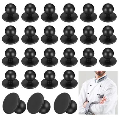Kugelknöpfe für Kochjacken, schwarz, 100 Stück, 18 x 16 mm
