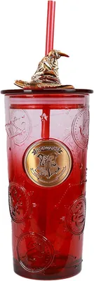 Immagine prodotto di Bicchiere di vetro Harry Potter con coperchio e cannuccia - un regalo magico