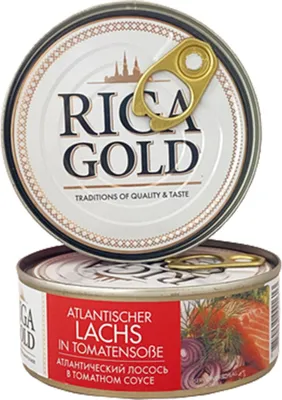 Produktbild von Atlantischer Lachs in Tomatensauce 230g Lachsfilet Salmo salar Fischkonserve