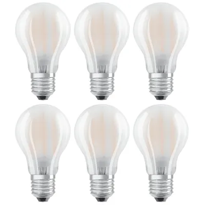 Produktbild von 6 x Osram LED Filament Leuchtmittel Birnenform A60 4W = 40W E27 matt 470lm 840 neutralweiß 4000K