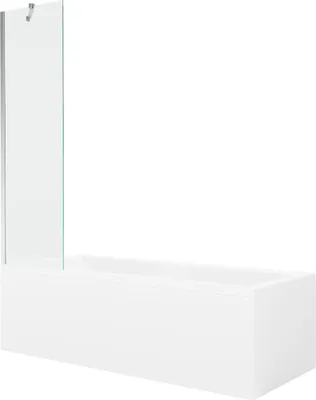 Immagine prodotto di Mexen Cubik vasca rettangolare 150 x 70 cm con pannello e paravento a 1 anta 50 cm, trasparente, cromo - 550315070X9505000001