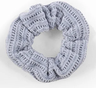 Image de Chouchou classique en velours tricoté rétro gris