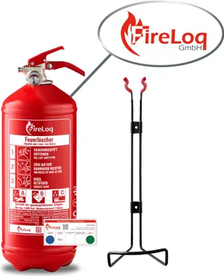 Produktbild von FireLoq 2kg Pulver Feuerlöscher für Brandklasse ABC mit 13A | 89B | C ergibt 4 LE Dauerdruck inkl. Prüfnachweis,Wandhalter und Manometer