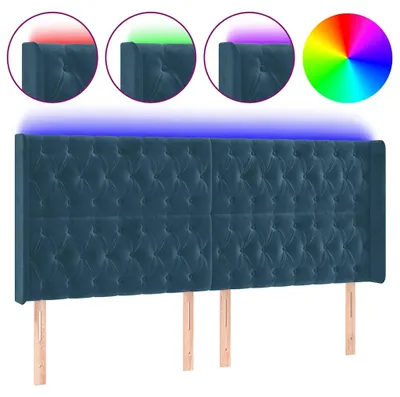 Produktbild von vidaXL LED Kopfteil Dunkelblau 203x16x118/128 cm Samt
