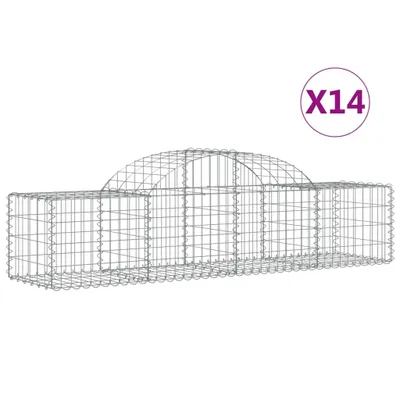 Produktbild von vidaXL Gabionen mit Hochbogen 14 Stk. 200x50x40/60 cm Verzinktes Eisen