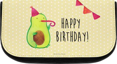 Produktbild von Mr. & Mrs. Panda Waschtasche Avocado Geburtstag - Gelb Pastell - Geschenk, Frucht, Happy Birthday, Organizer, Veggie, Party, Alles Gute, Kosmetiktasche, Kulturbeutel