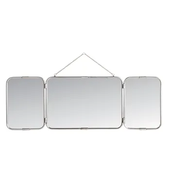Produktbild von Dreiteiliger Wandspiegel mit Messingrahmen, altsilberfarben, 114 cm x 38 cm