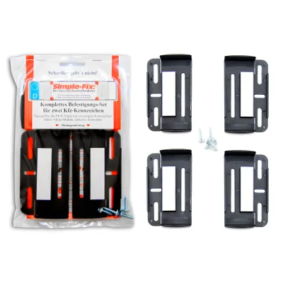 Produktbild von Kennzeichenhalter Kennzeichenträger Simple Fix Rahmenlos für Auto Satz 2 Stück