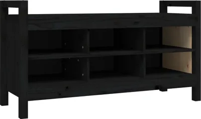 Obrázok produktu pre vidaXL Lavica do predsiene čierna 110x40x60 cm Masívne borovicové drevo