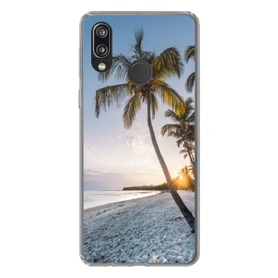 Produktbild von MuchoWow® Handyhülle Schutzhülle Hülle für Huawei P20 Lite (2020) Strand - Sonnenuntergang - Palme Silikon Softcase Handy Hülle - Kartenhalter