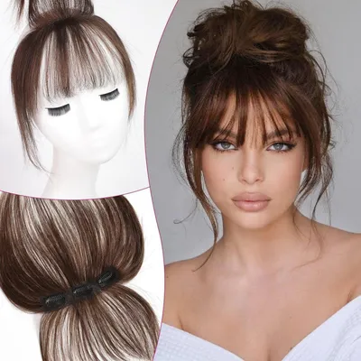 Immagine prodotto di Clip per capelli con vera extension, colore marrone naturale, lunghezza 11 cm, con 3 clip