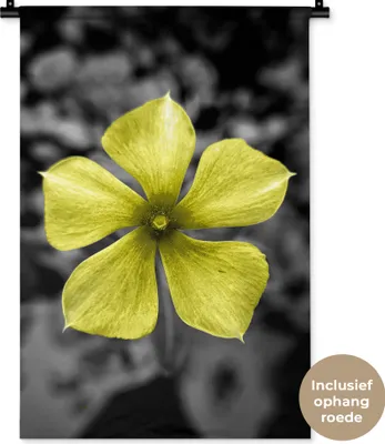 Produktbild von MuchoWow® Wandteppich Wandbehang Blumen - Gelb - Schwarz - Weiß 60x90 cm Tapisserie Dekoration Wandtuch - Foto-Teppich - Abwaschbar