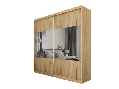 Produktbild von Masseno Schiebetürenschrank AZZURRA 200/216/61cm 2-türig mit Spiegel Eiche Artisan