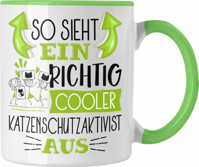Produktbild von Trendation - Katzenschutzaktivist Tasse So Sieht Ein Richtig Cooler Katzenschutzaktivist Aus Geschenk Lustiger Spruch Geschenkidee (Grün)
