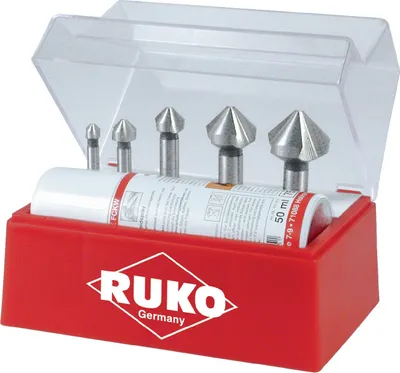 Obrázok produktu pre RUKO 102142, Odihlovací záhlbník, rotácia vpravo, liatina, High-Speed ​​Steel (HSS), 6 kusov, 335 g