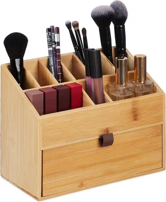 Image de Rangement de bureau en bambou - 1 pièce - 19 x 25,5 x 12,5 cm