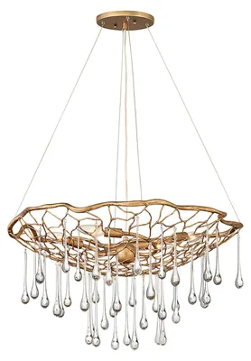 Zdjęcie produktu dla Żyrandol Laguna oksydowany złoty 4xE14x40W szkło wym:335,3x66x66cm IP20 Quintiesse